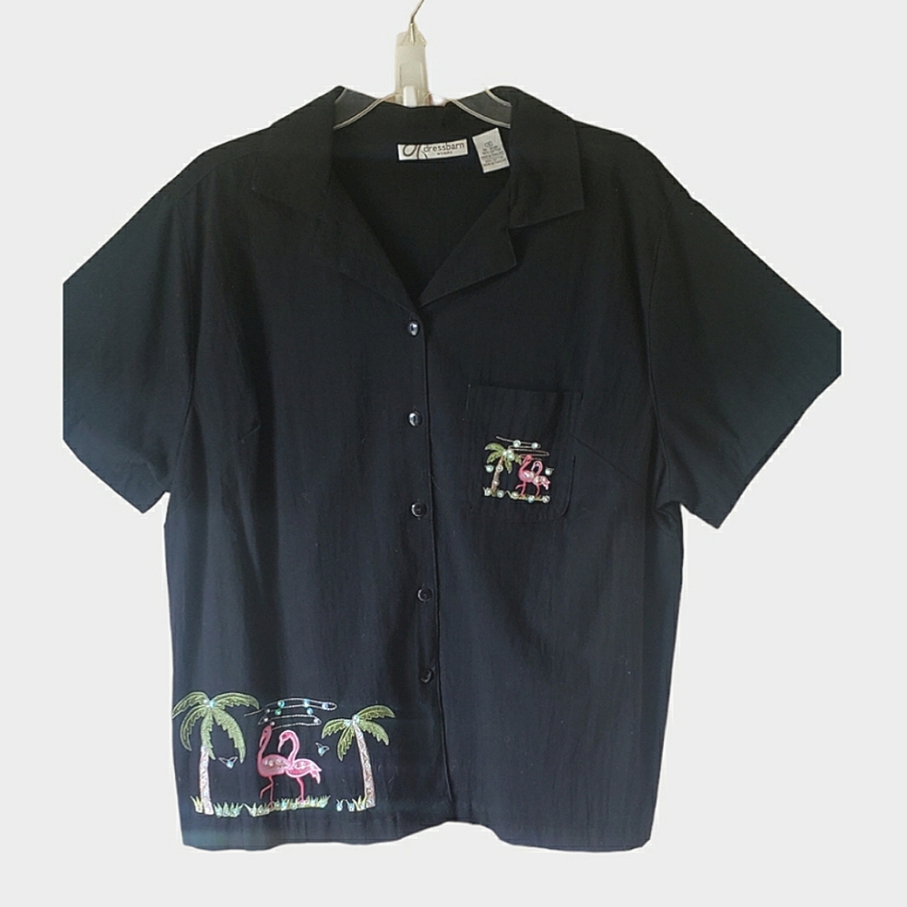 Dressbarn Woman black cotton button-down blouse, size 1X